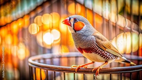 Long Exposure Photography of Zebra Finch in Spacious Aviary photo