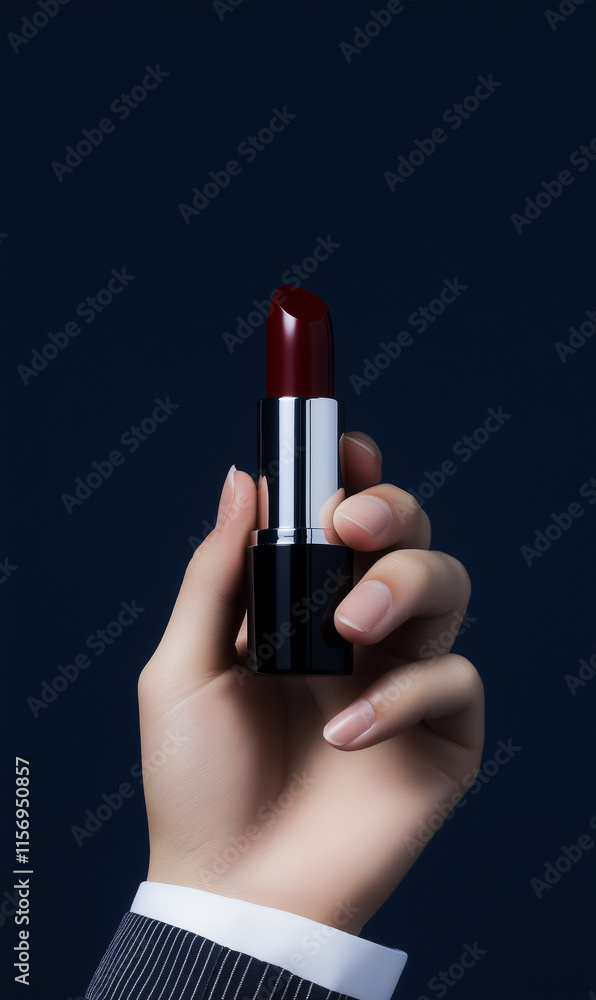 Dark Red Lipstick in Hand Dark Red Lipstick in Hand