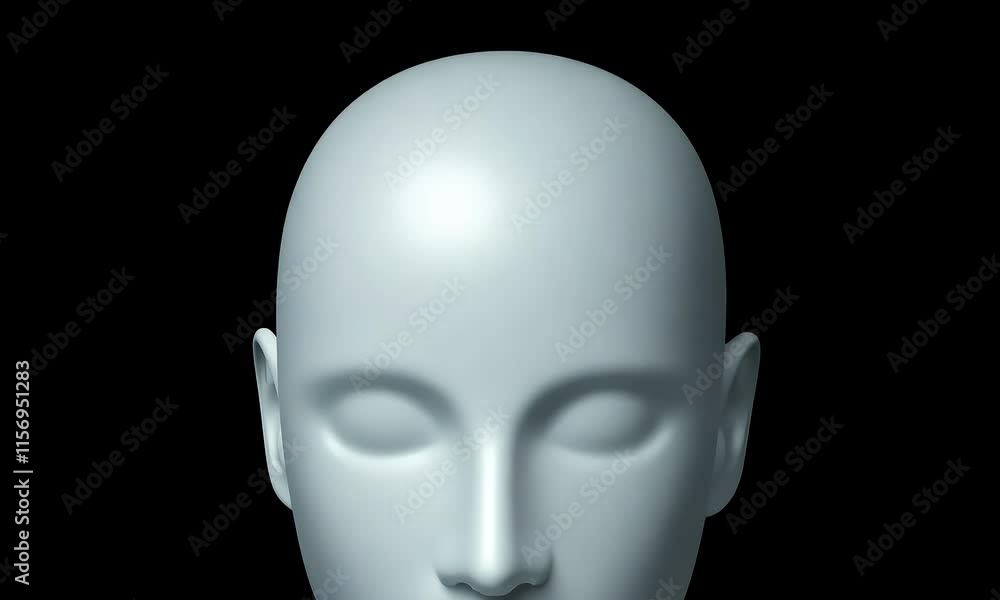 Monochrome AI robot head with a matte finish and simple, clean lines. Monochrome AI robot head with a matte finish and simple, clean lines.