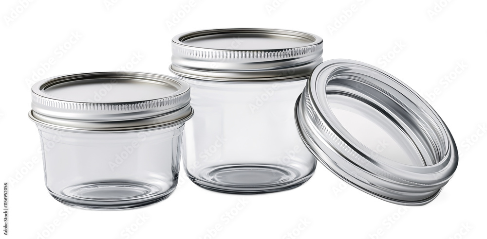 Canning Jar Lid Set for Secure Storage - Isolated on White Background Canning Jar Lid Set for Secure Storage - Isolated on White Background