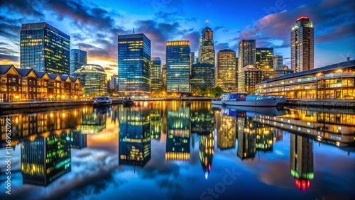 Low Light London Docklands Night Photography - Cityscape & Urban Scenery