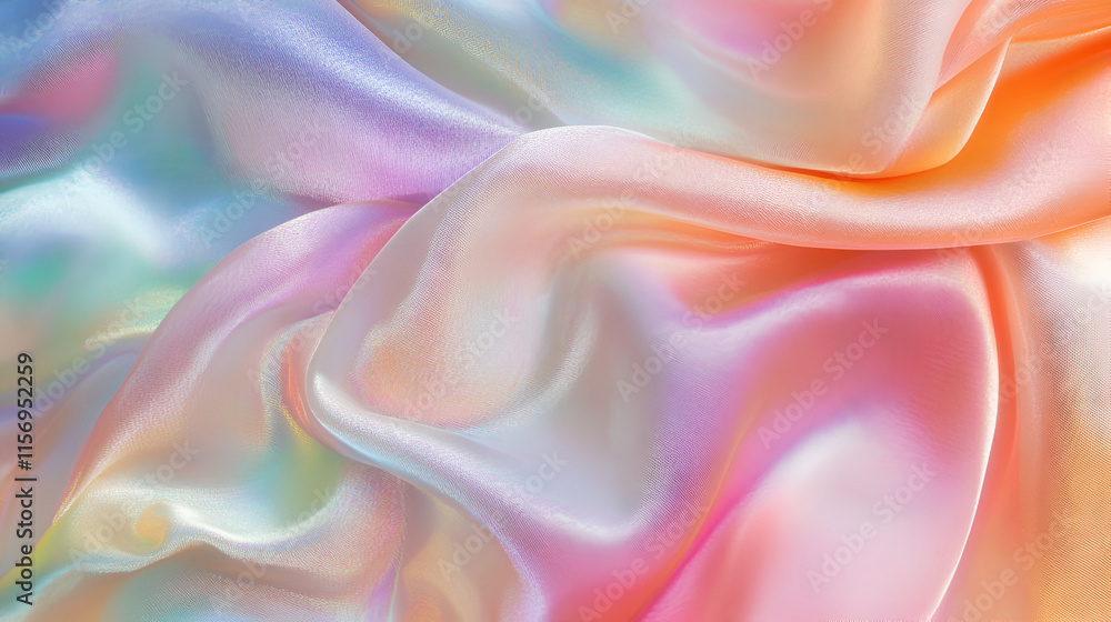 Obraz premium abstract background of holographic silk texture for design, A close up of a shiny fabric with some colors, soft blurred abstract gradient background, colorful blur texture, pink and yellow background 