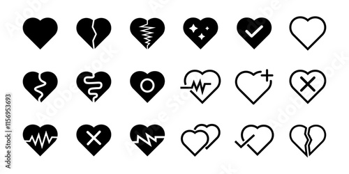 Heart illustration collection, Love symbol icon set
