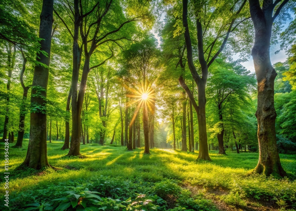 Fototapeta premium Lush Green Forest Park: Candid Nature Photography