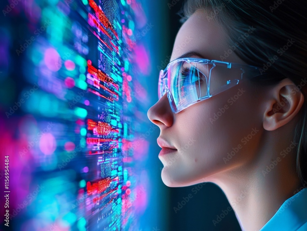 A bioinformatics scientist analyzing genetic sequences to identify disease markers, using advanced data visualization tools A bioinformatics scientist analyzing genetic sequences to identify disease markers, using advanced data visualization tools