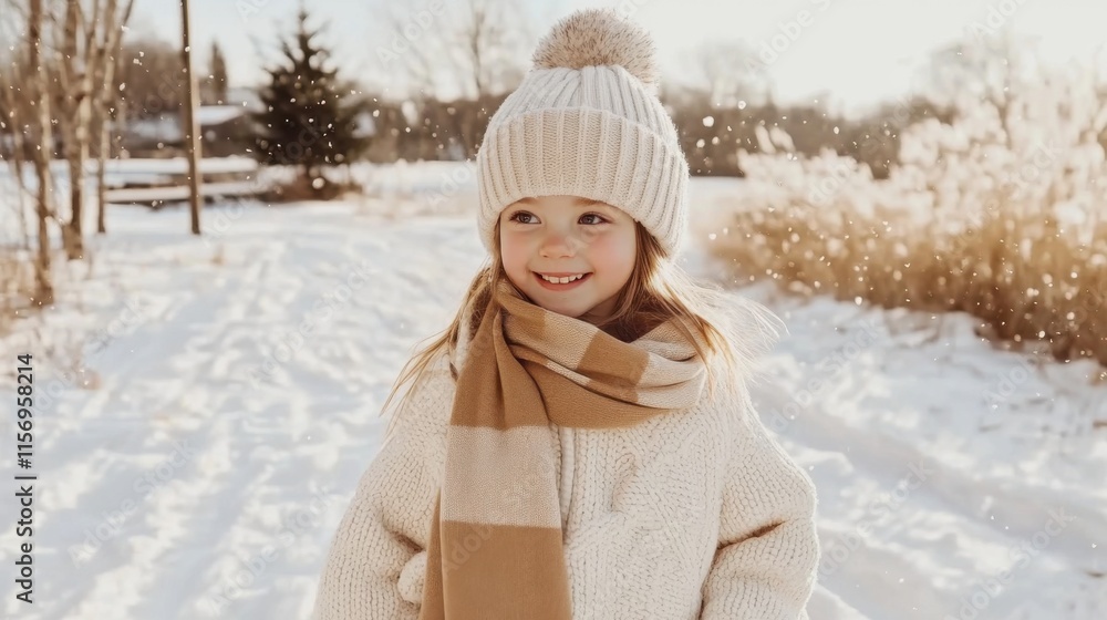 Obraz premium Child enjoying a winter day in the snow wearing warm clothes and a cozy hat