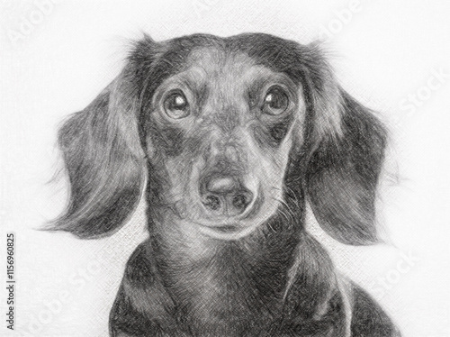 Wallpaper Mural An AI-generated image of a Dachshund redrawn as a black-and-white pencil drawing Torontodigital.ca