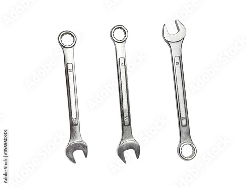 wrenches or spanner set with numbers marked transparent background