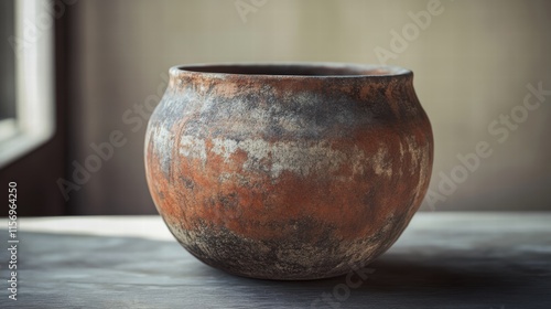 Wallpaper Mural Rustic Clay Pot with Earthy Tones on Wooden Surface Torontodigital.ca