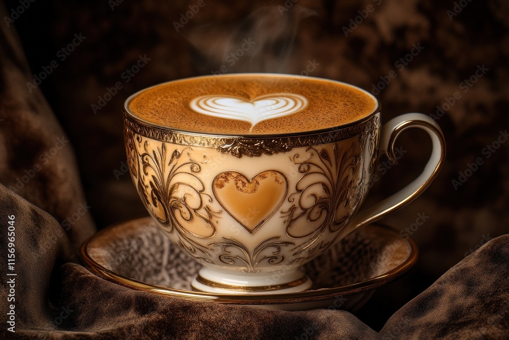 Luxury coffee cup and saucer with vibrant yellow and gold accents Luxury coffee cup and saucer with vibrant yellow and gold accents