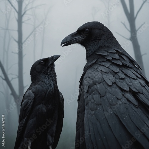 The crow is a medium-sized bird belonging to the genus Corvus in the family Corvidae. Known for its intelligence and adaptability, the crow is often seen in urban and rural environments . photo