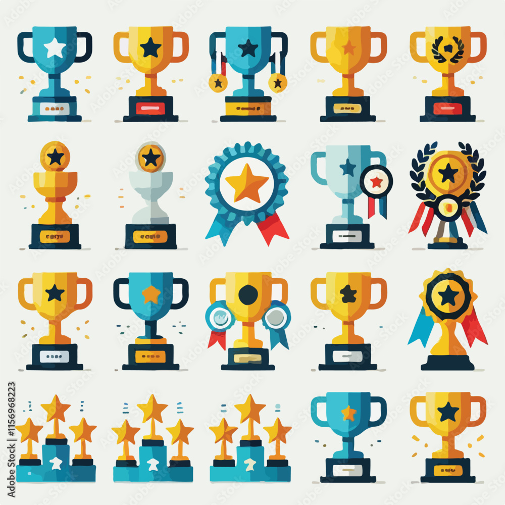 Championship trophy vector set Championship trophy vector set