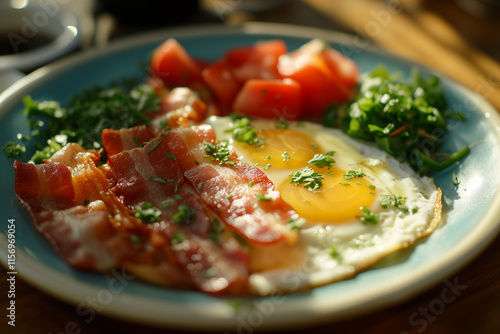 Wallpaper Mural Close up Fresh Breakfast Meat with Vegetables Torontodigital.ca