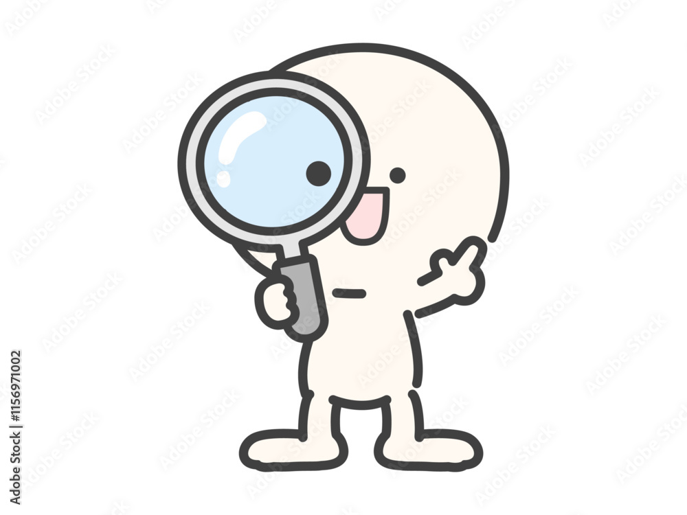 虫眼鏡とシンプルでかわいい人物のベクターイラスト08 虫眼鏡とシンプルでかわいい人物のベクターイラスト08