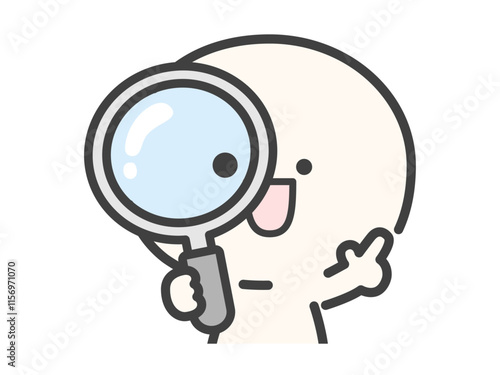 虫眼鏡とシンプルでかわいい人物のベクターイラスト07
