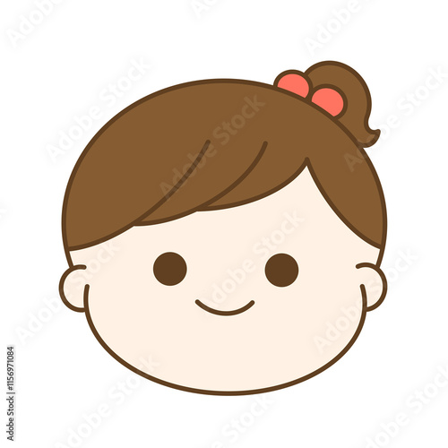 Wallpaper Mural ニコニコ笑顔の女の子の赤ちゃんの顔のゆるかわイラスト Torontodigital.ca