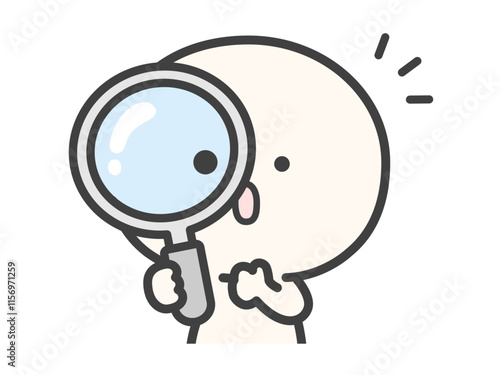 虫眼鏡とシンプルでかわいい人物のベクターイラスト03