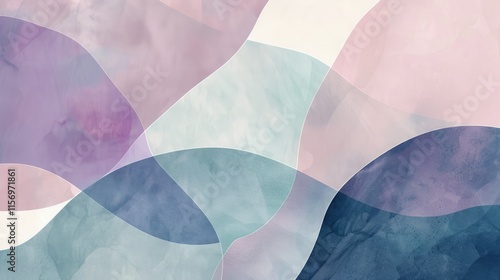 Abstract watercolor design showcasing soft pastel colors and flowing shapes in a seamless pattern, ideal for modern decor