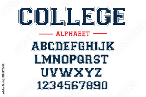 Editable typeface vector. College sport font in american style for football, baseball or basketball logos and t-shirt.
