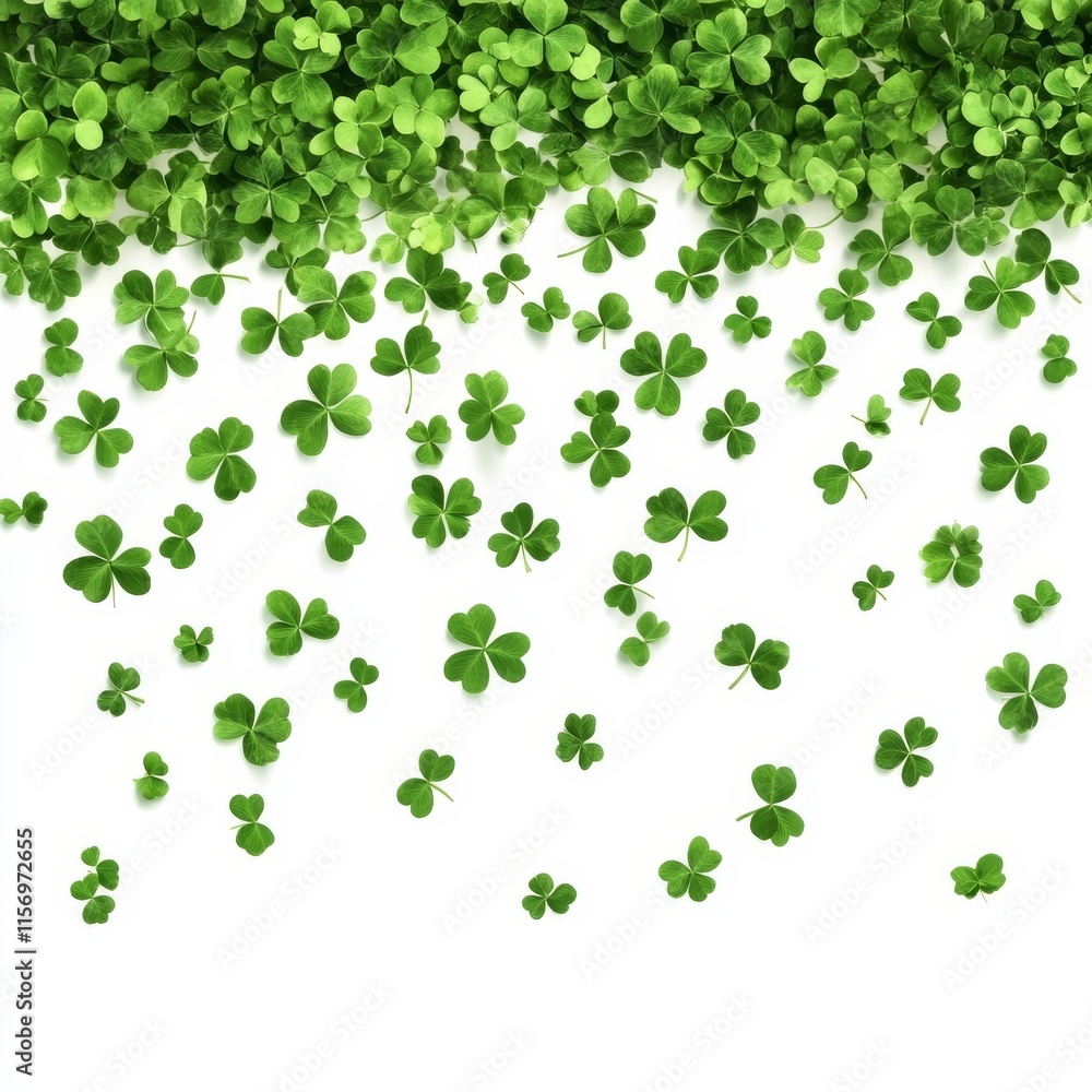 Green clover leaves on white. Green clover leaves on white.