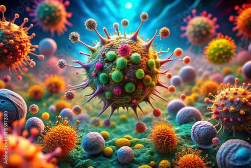 Microscopic Long Exposure: Macrophage Engulfing Virus photo