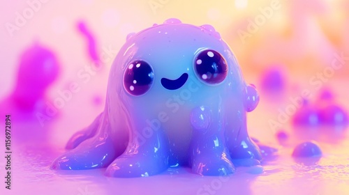 Tiny, cute slime monster with a whimsical design  photo