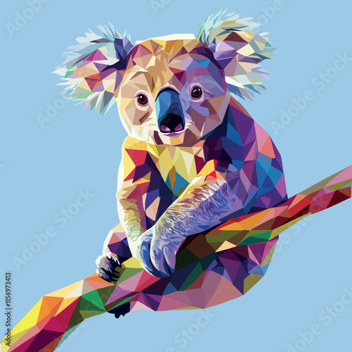 Colorful Low Poly Koala Vector illustration