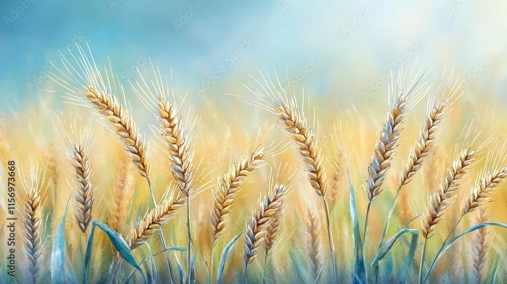 A field of golden wheat with a soft breeze rippling through the stalks A field of golden wheat with a soft breeze rippling through the stalks