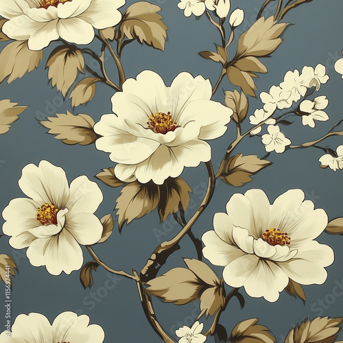 Classic Vintage Wallpaper Pattern Intricate Floral Motifs