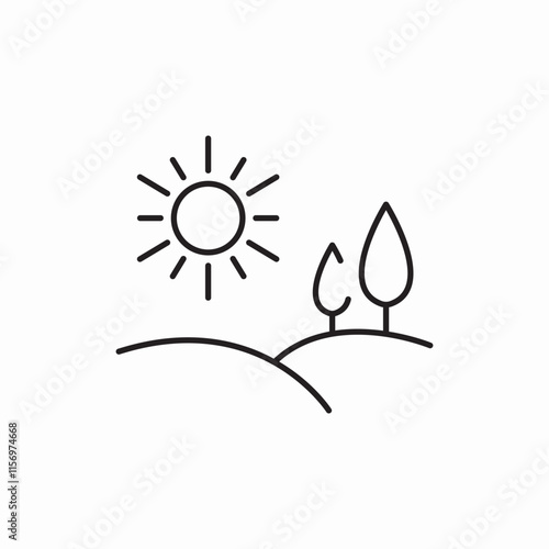 Sunset trees weather temperature forecast icon vector sign