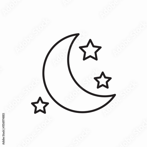 Night moon stars weather icon vector sign