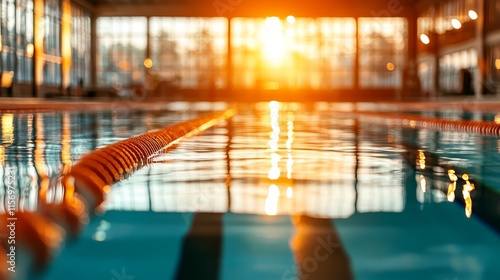 Wallpaper Mural Sunset Glow Indoor Pool Swimming Lanes Water Relaxation Torontodigital.ca