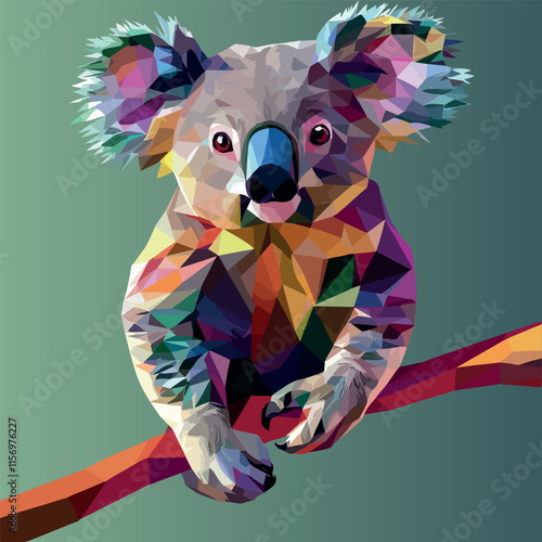 Colorful Low Poly Koala Vector illustration