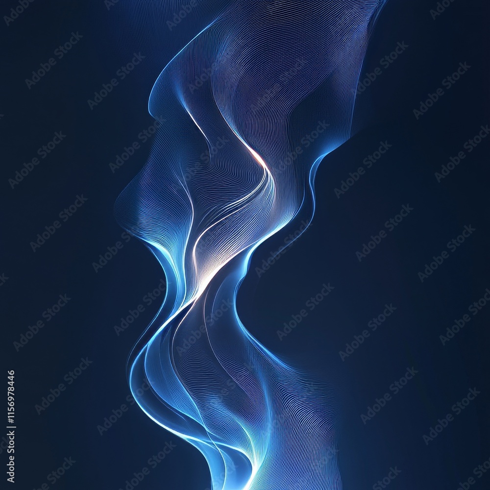 Abstract Blue Glowing Light, Generative AI Abstract Blue Glowing Light, Generative AI