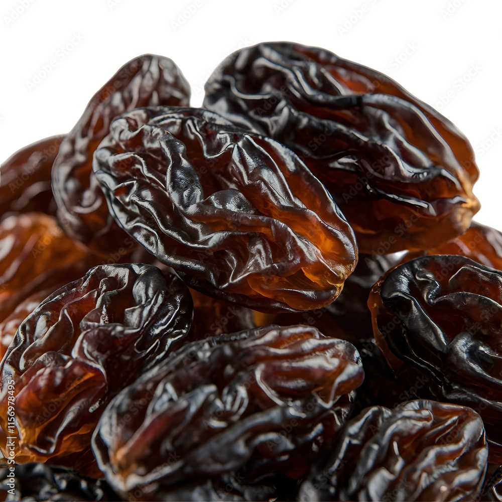 Naturally Sweet Dried Dates Close-Up, Isolated on White Background, Rich in Texture and Color. Naturally Sweet Dried Dates Close-Up, Isolated on White Background, Rich in Texture and Color.