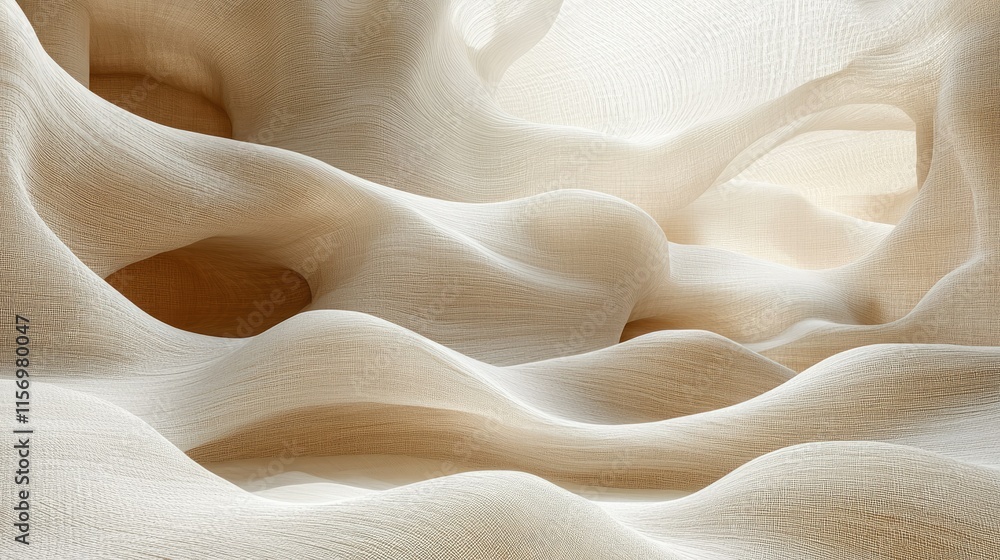 Abstract Beige Fabric Texture: Sculptural Drapes and Soft Curves Abstract Beige Fabric Texture: Sculptural Drapes and Soft Curves