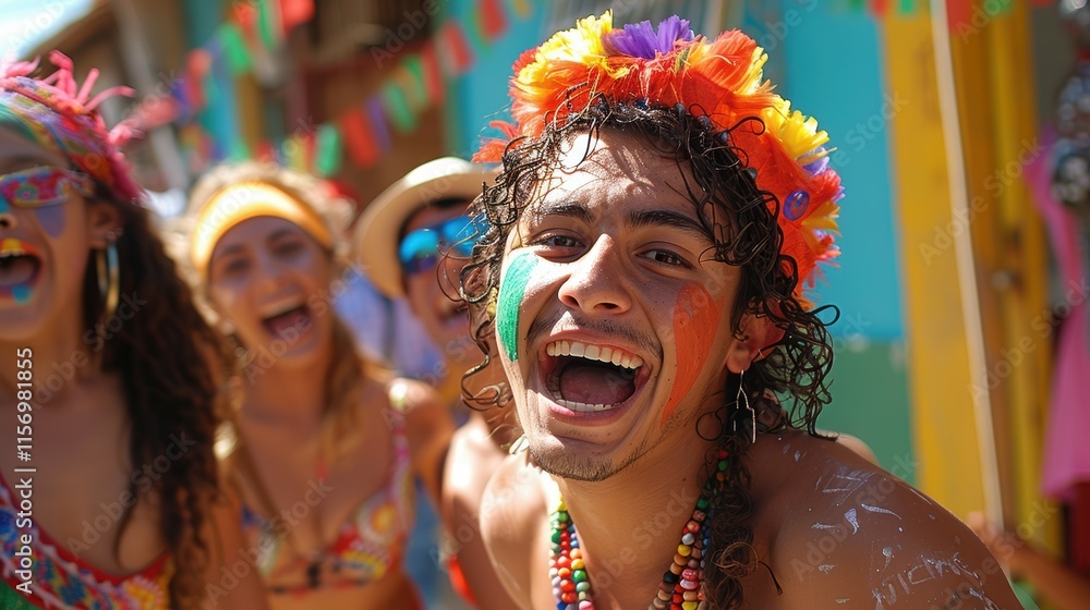 Festive laughter and joy latin america dia de los inocentes celebration colorful streets close-up humor and tradition Festive laughter and joy latin america dia de los inocentes celebration colorful streets close-up humor and tradition