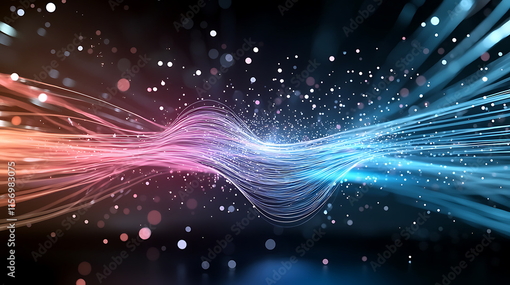 Fototapeta premium Dynamic flow of light waves abstract digital art vibrant colors high-tech environment close-up visual energy concept