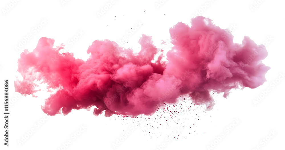 Fototapeta premium Vibrant pink smoke cloud isolated on transparent or white background PNG ,