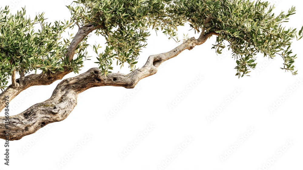 Olive branch with leaves against a white isolated background. Olive branch with leaves against a white isolated background.
