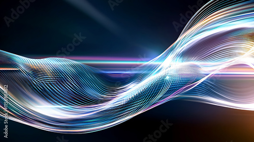 Dynamic light waves abstract digital space graphic visuals futuristic environment close-up view energy flow concept