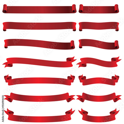 vector set of 3D ribbon banner image assets