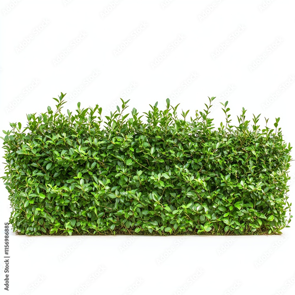 Lush green hedge, white isolate background. Lush green hedge, white isolate background.
