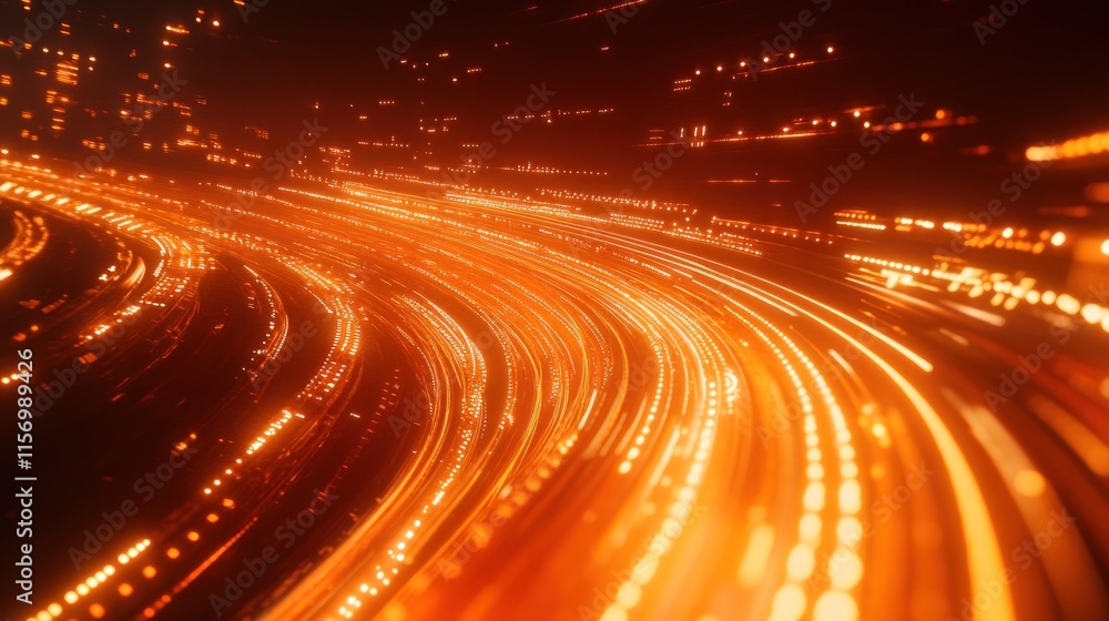 Abstract city highway at night with orange light trails. Abstract city highway at night with orange light trails.