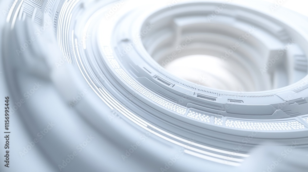 Abstract white circular technological design. Abstract white circular technological design.
