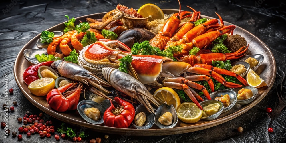 Night Market Seafood Platter: Fresh Catch Illuminated Night Market Seafood Platter: Fresh Catch Illuminated