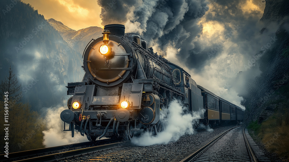 Naklejka premium Train ride in winter time.