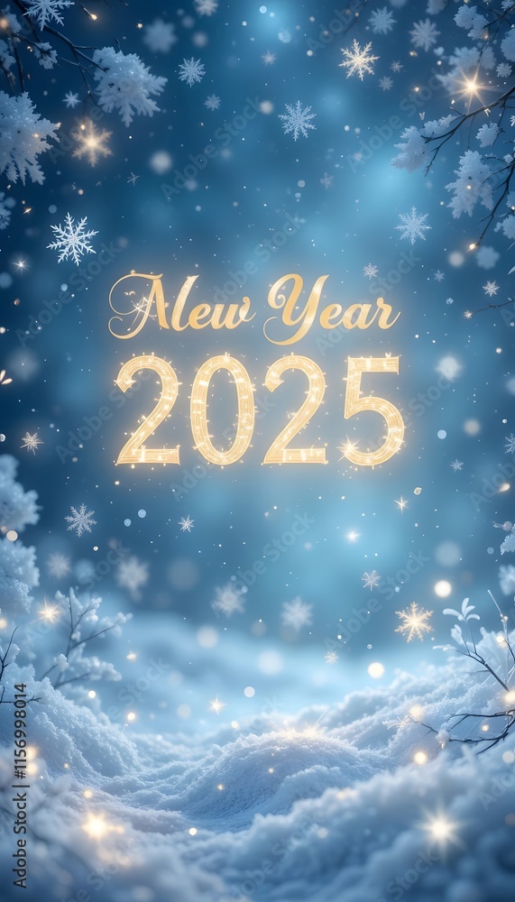 A Magical Winter Wonderland New Year 2025 Greeting Card Design A Magical Winter Wonderland New Year 2025 Greeting Card Design