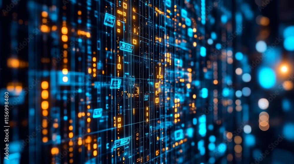 Abstract digital data flow, binary code, glowing lines and numbers. Futuristic technology concept. Abstract digital data flow, binary code, glowing lines and numbers. Futuristic technology concept.