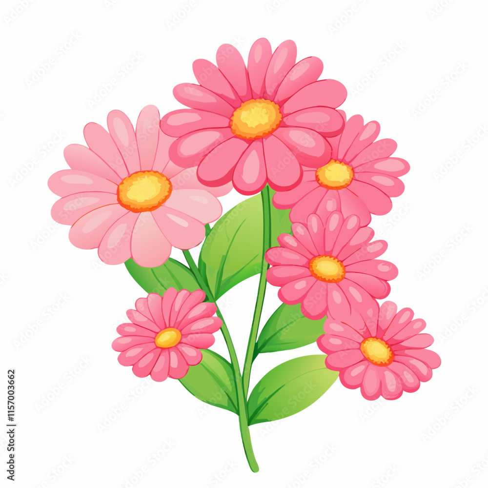 Fototapeta premium Pink flowers on white background vector illustration (3)